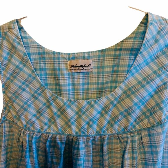 #4476 Vintage Anthony Richards Blue checkerd housecoat size XL - Picture 6 of 7